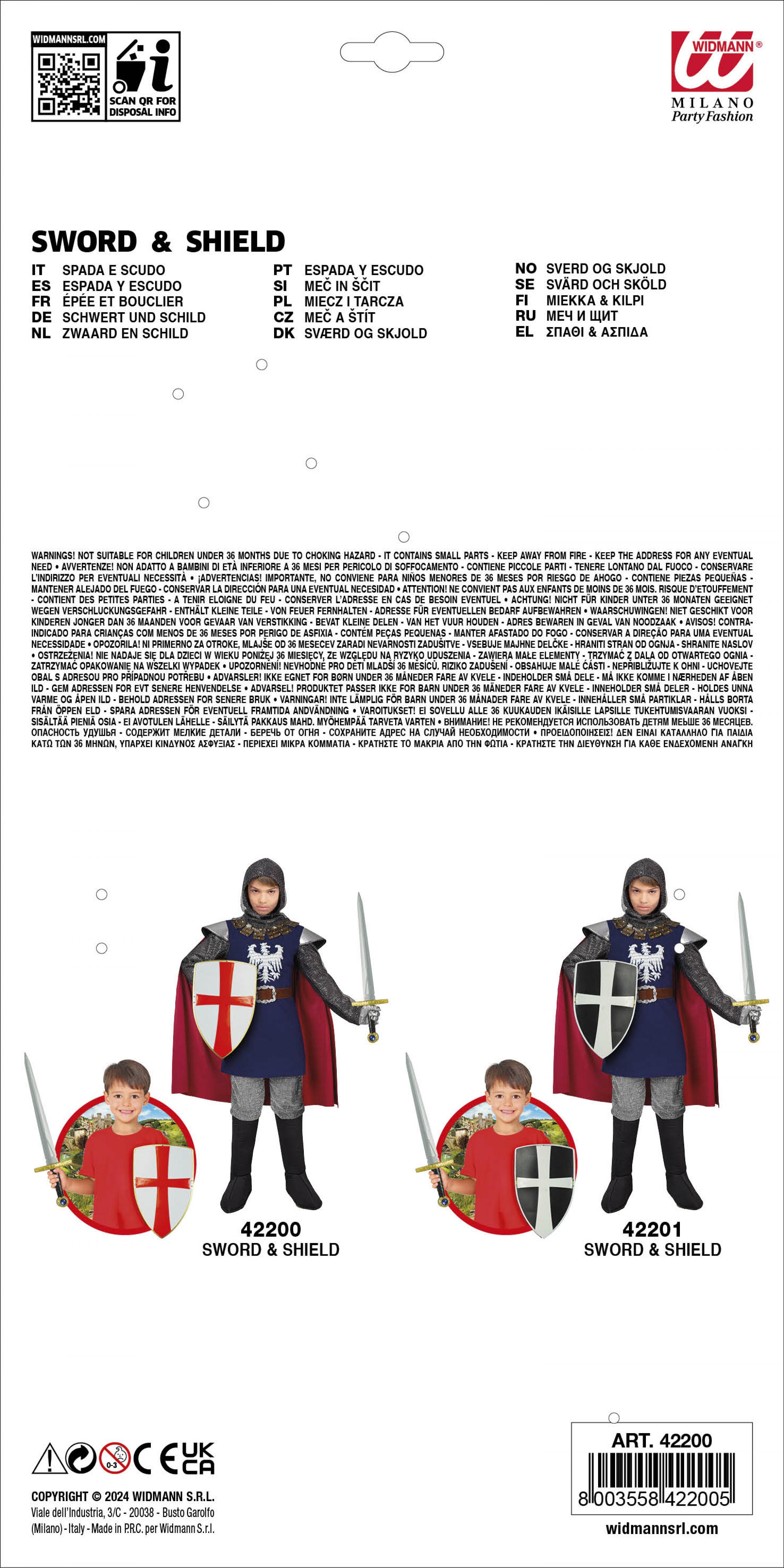 Set épée et bouclier chevalier croisé enfant