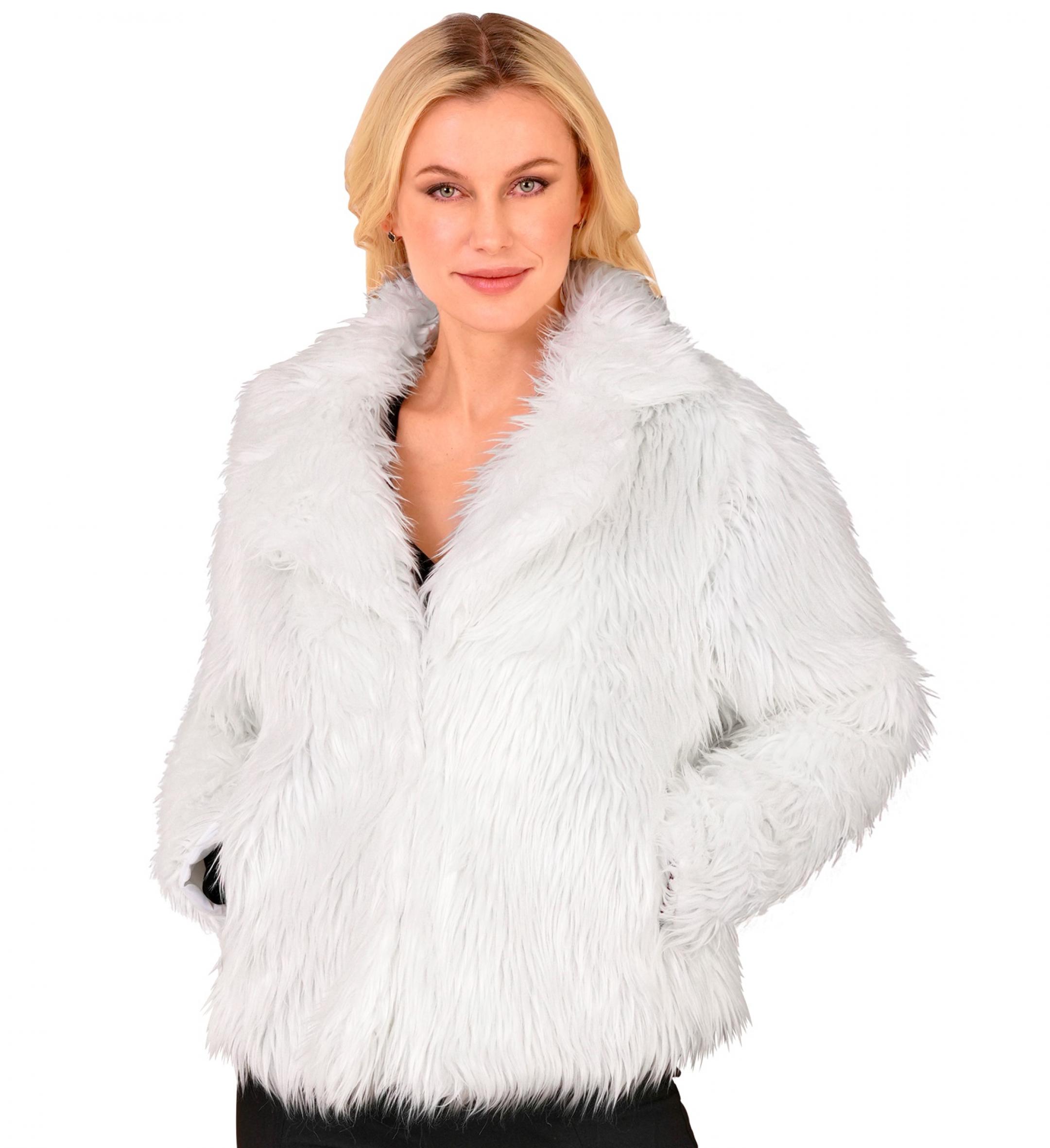 Veste en peluche fausse fourrure blanche femme taille S/M