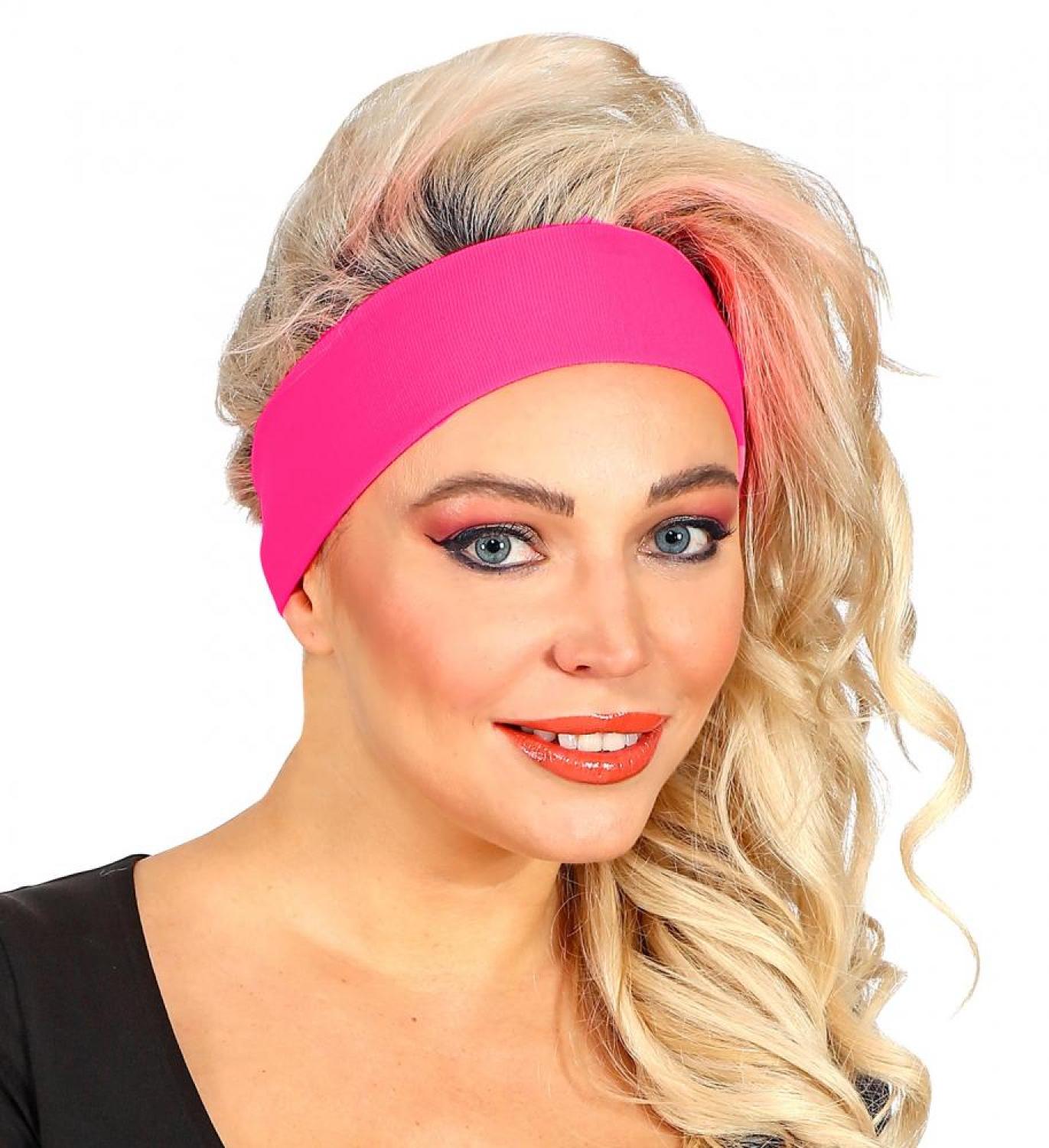Bandeau élastique fluo pour cheveux rose fuchsia