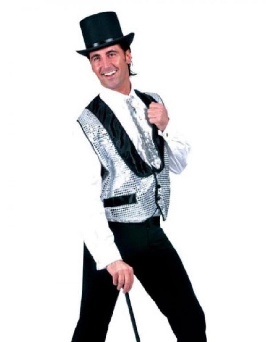Gilet à sequins collés argent taille L/XL