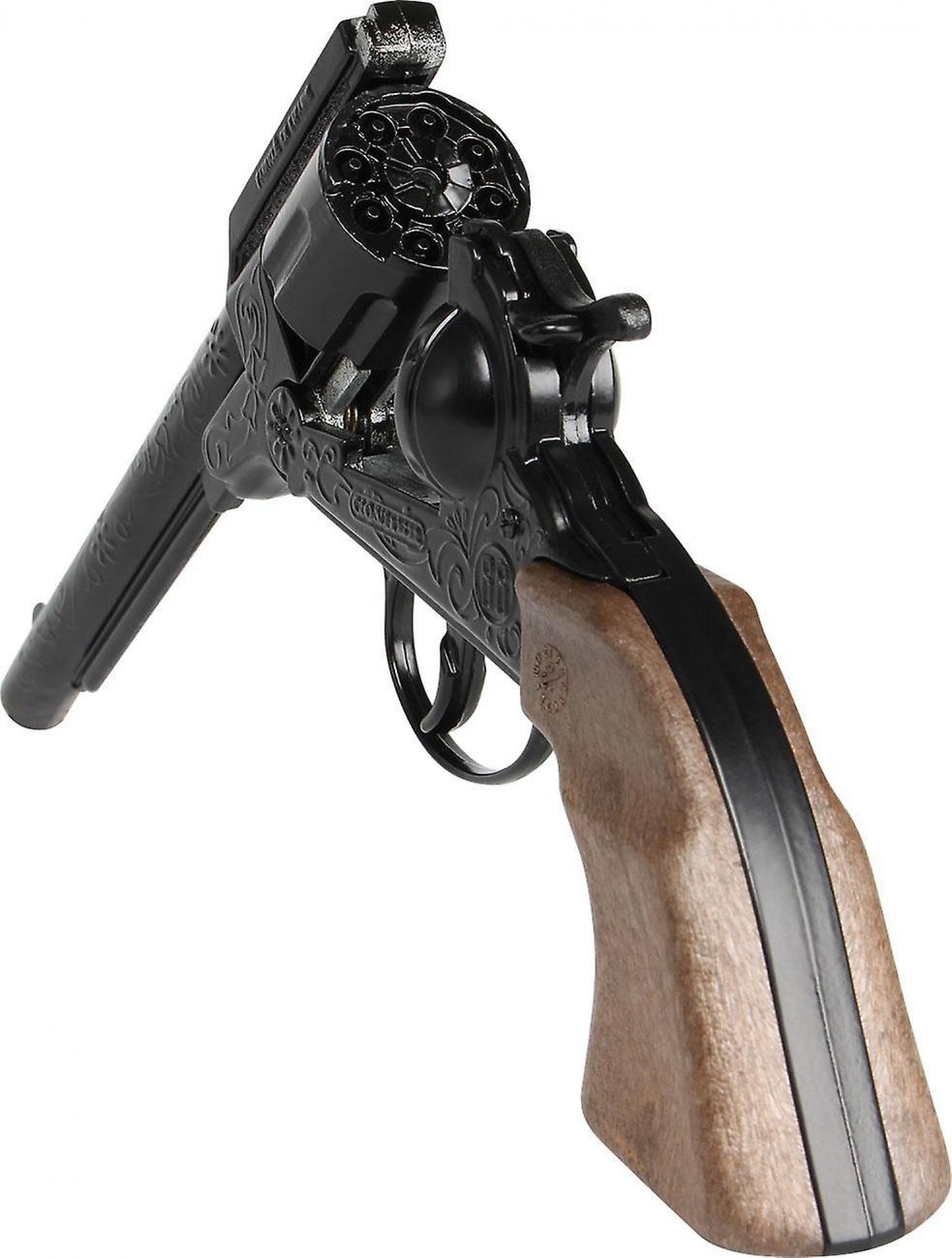 Révolver pistolet cow-boy métal Gonher noir 27cm 8 coups