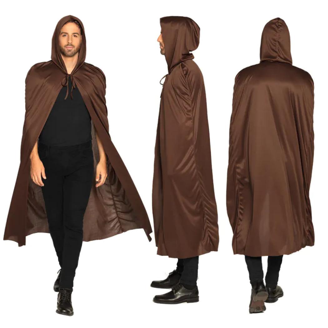 Cape marron avec capuche 180 cm