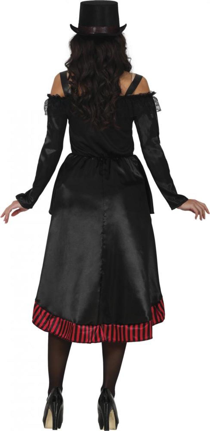 Femme gothique rouge et noir satinée taille M