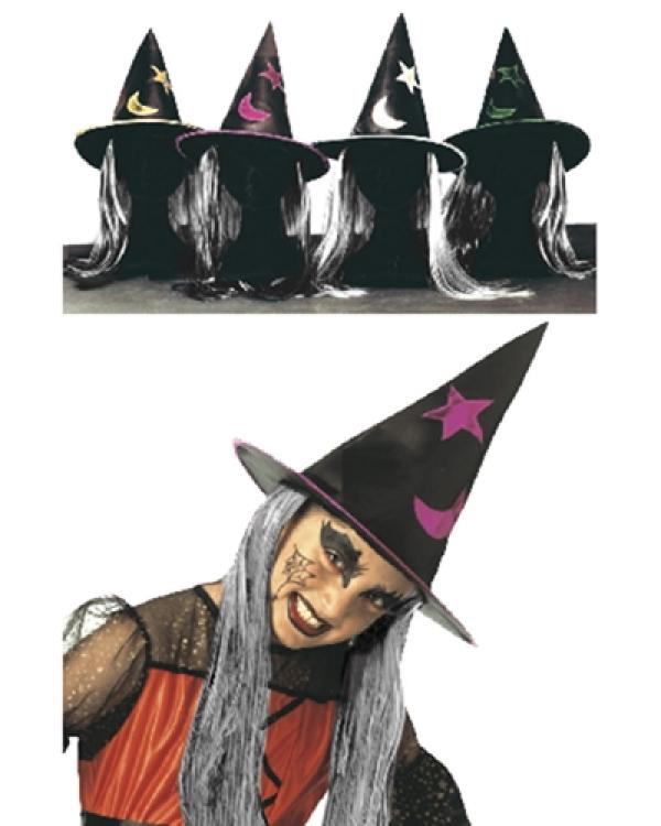 Chapeau sorcière décoré+cheveux enfant