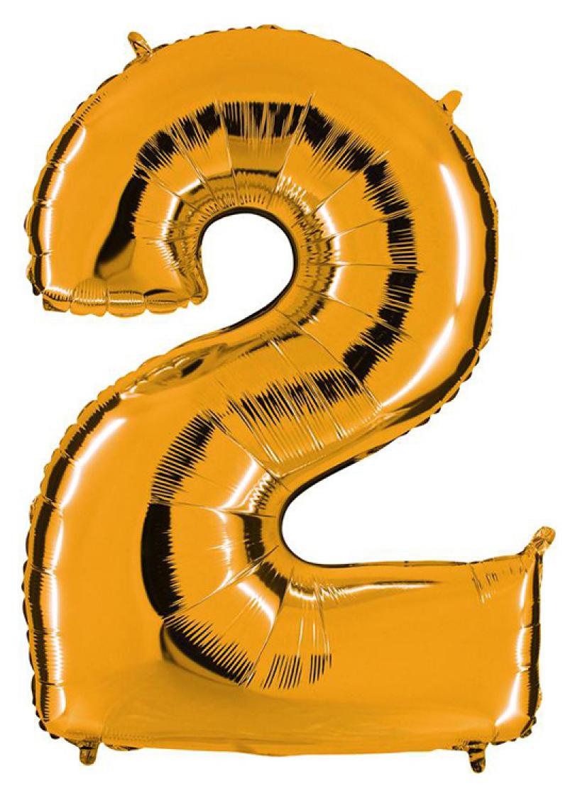 Ballon or chiffre 2 en mylar 86 cm