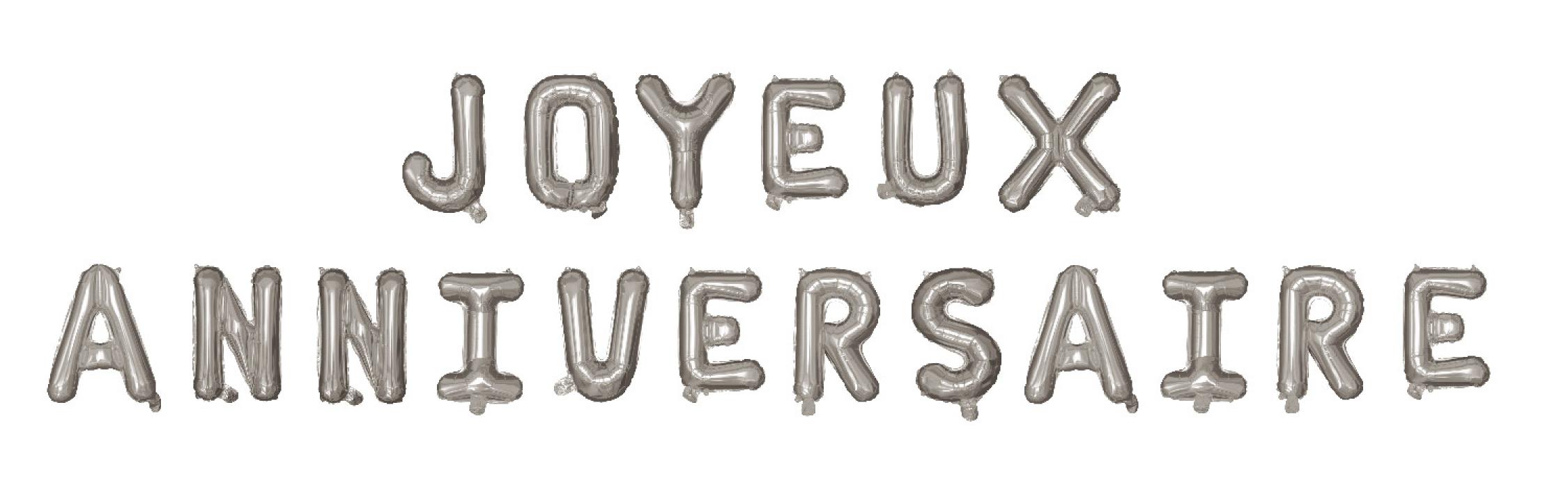 Guirlande ballons Joyeux Anniversaire argent