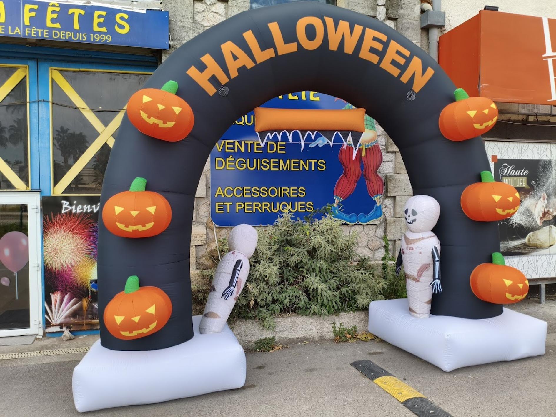 Arche structure gonflable Halloween géante 3,5m x 4,5m citrouilles momies