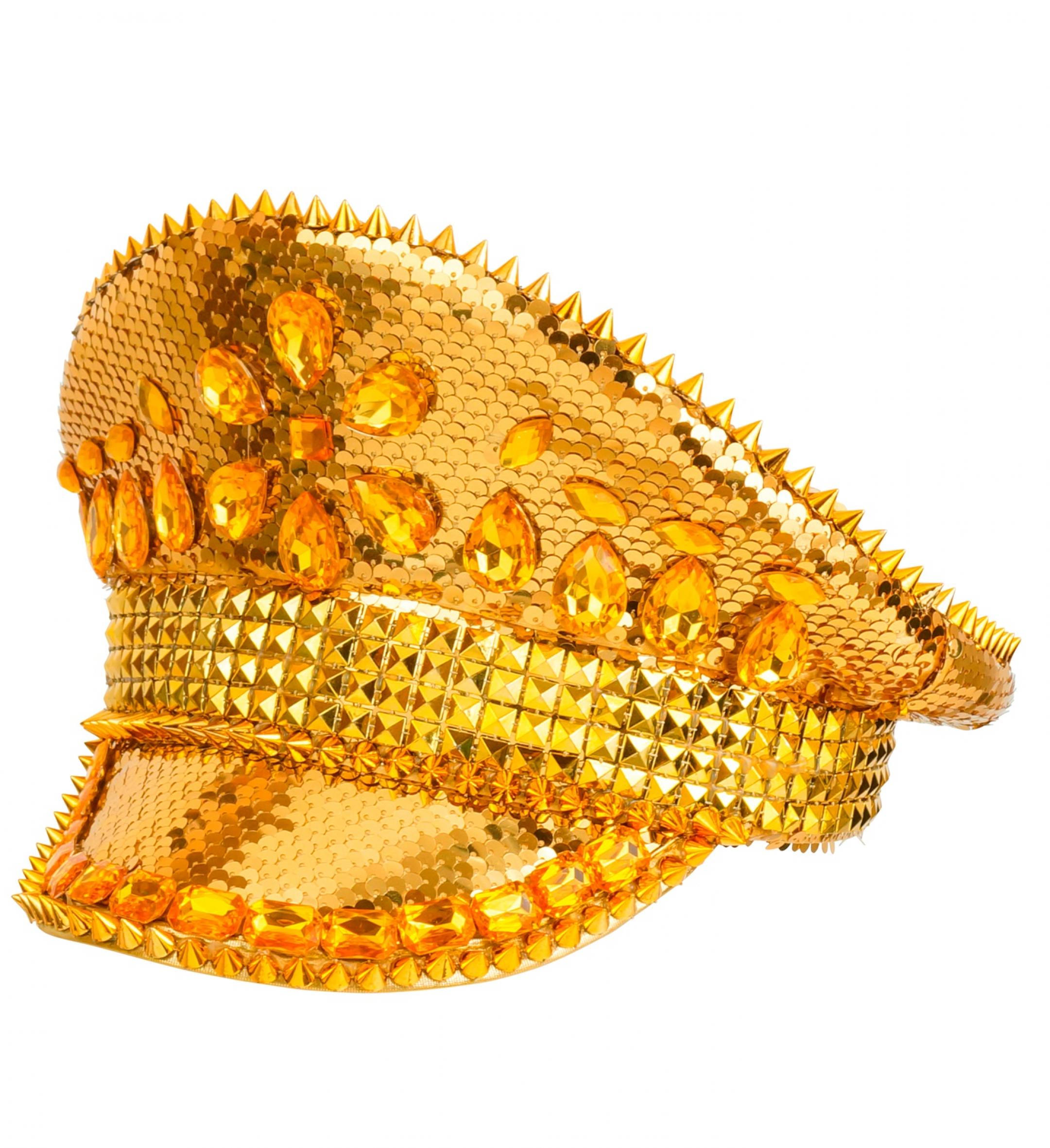Casquette Glamour sequin et strass or