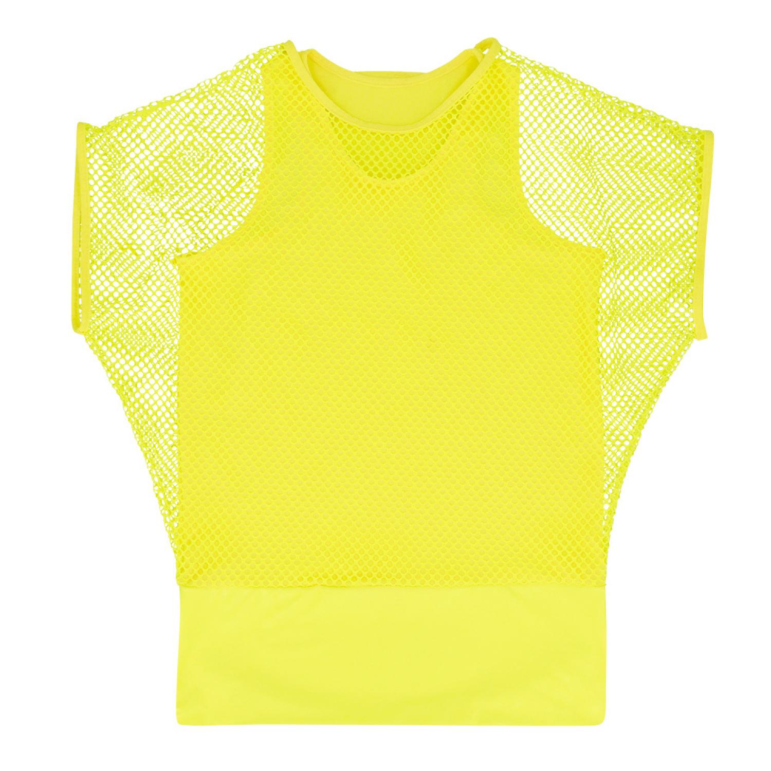 Débardeur top jaune fluo avec t-shirt résille