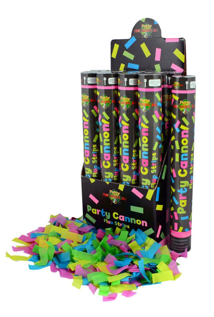 Canon a confettis et serpentins fluo 40cm