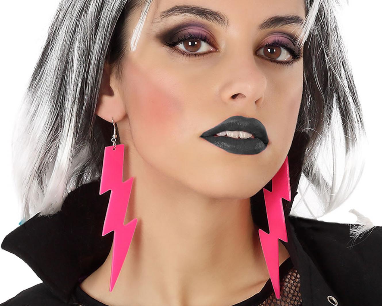 Boucles d'oreilles éclair fluo rose