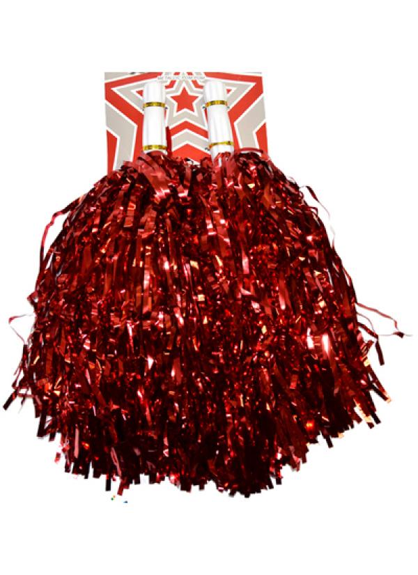 Paire de pompons métallisés rouge