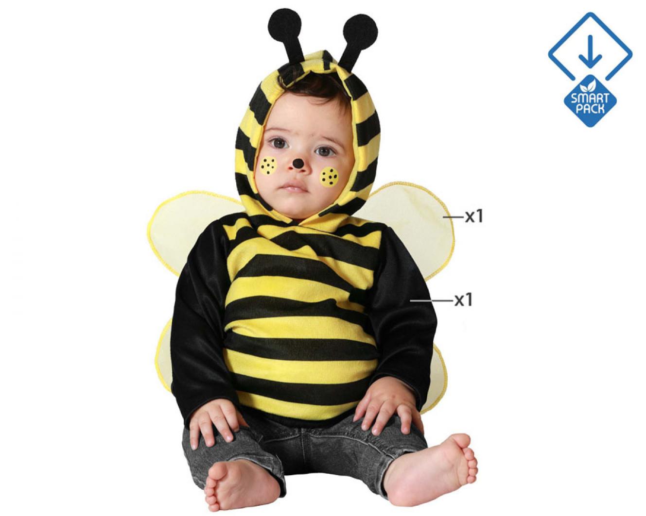 Poncho abeille avec capuche et ailes 1/2 ans