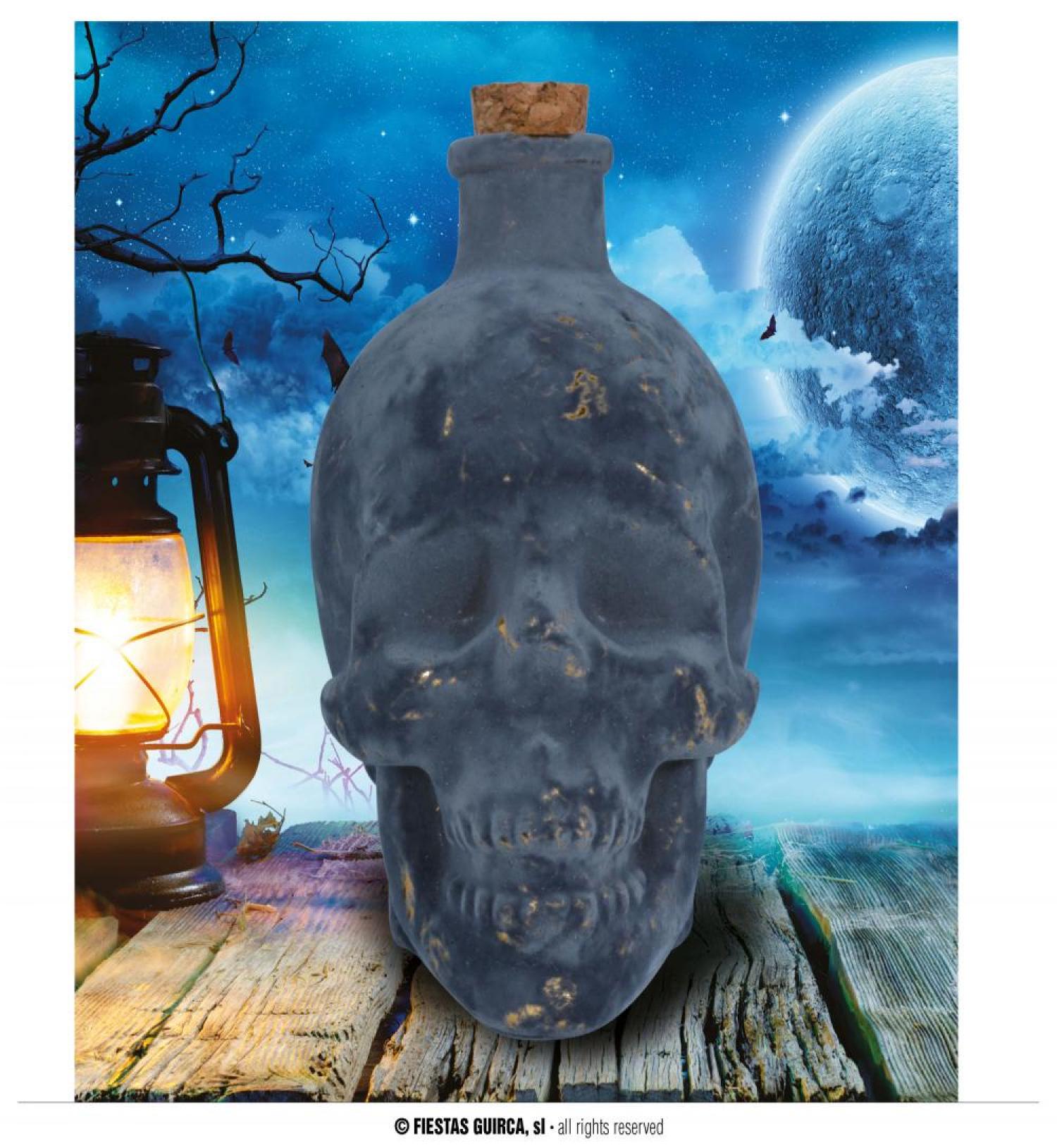 Bouteille tête de mort en verre 13cm