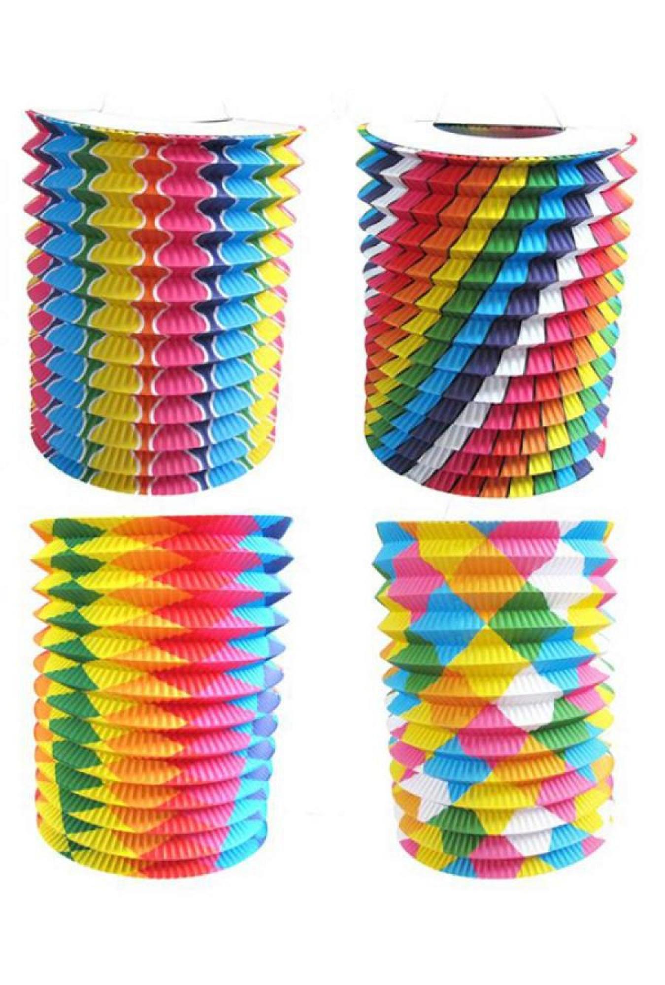 Lot 96 lampions multicolores avec bougies LED et porte-lampions