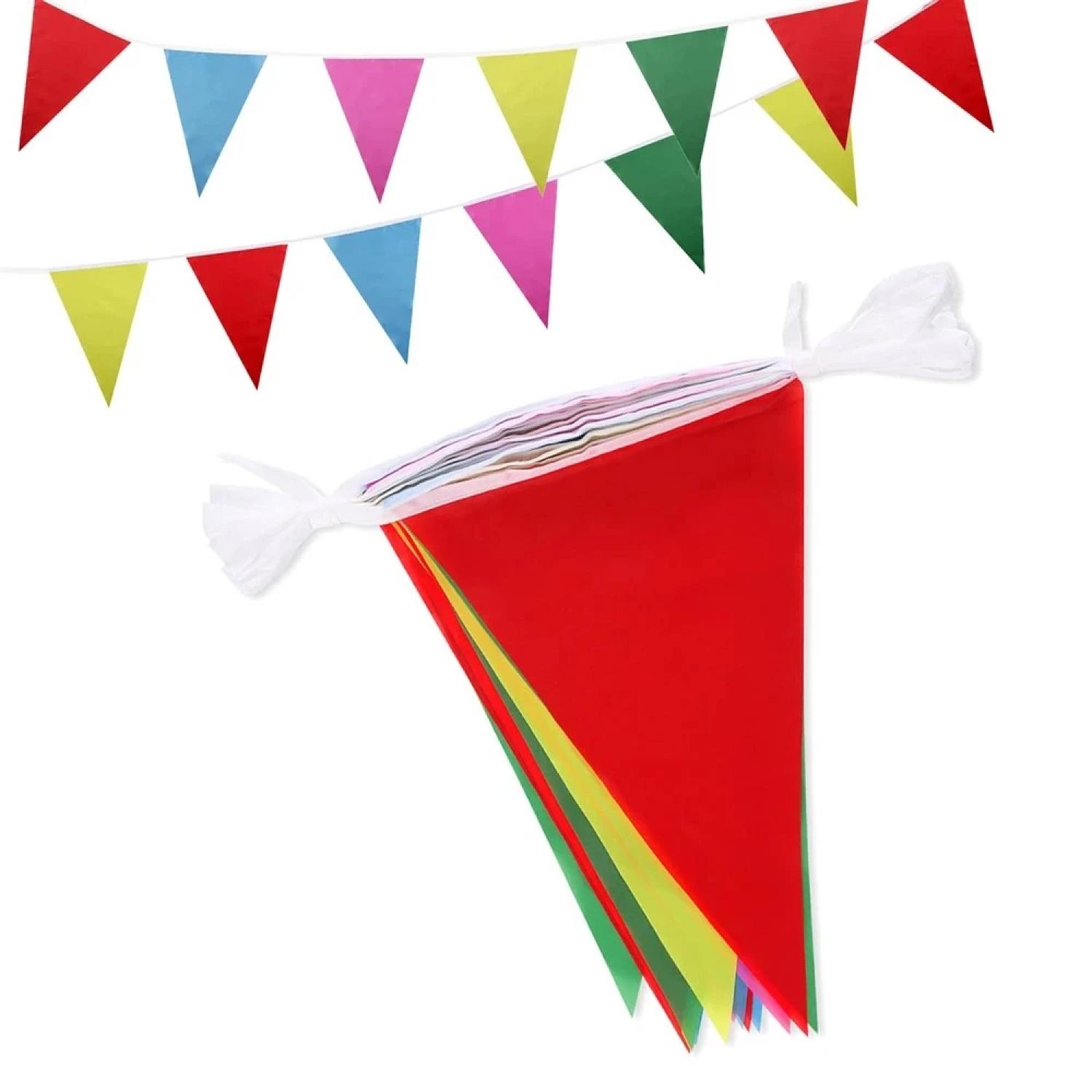 Guirlande fanions 29x18cm 50m tissu multicolore