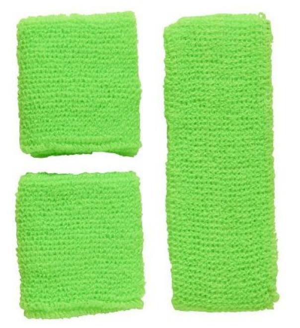 Bandeau et bracelets fluo vert