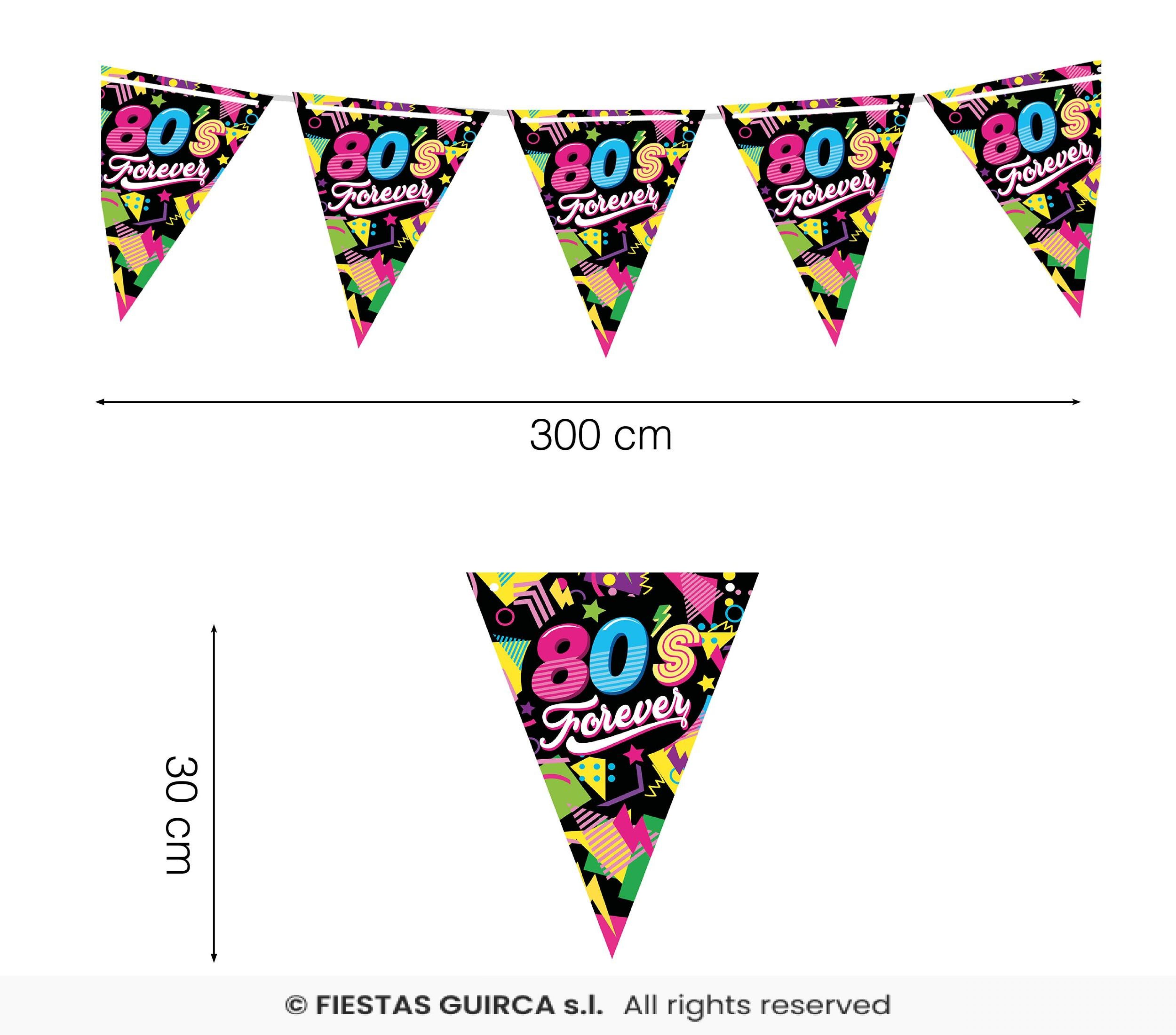 Guirlande fanions 3m années 80 Forever