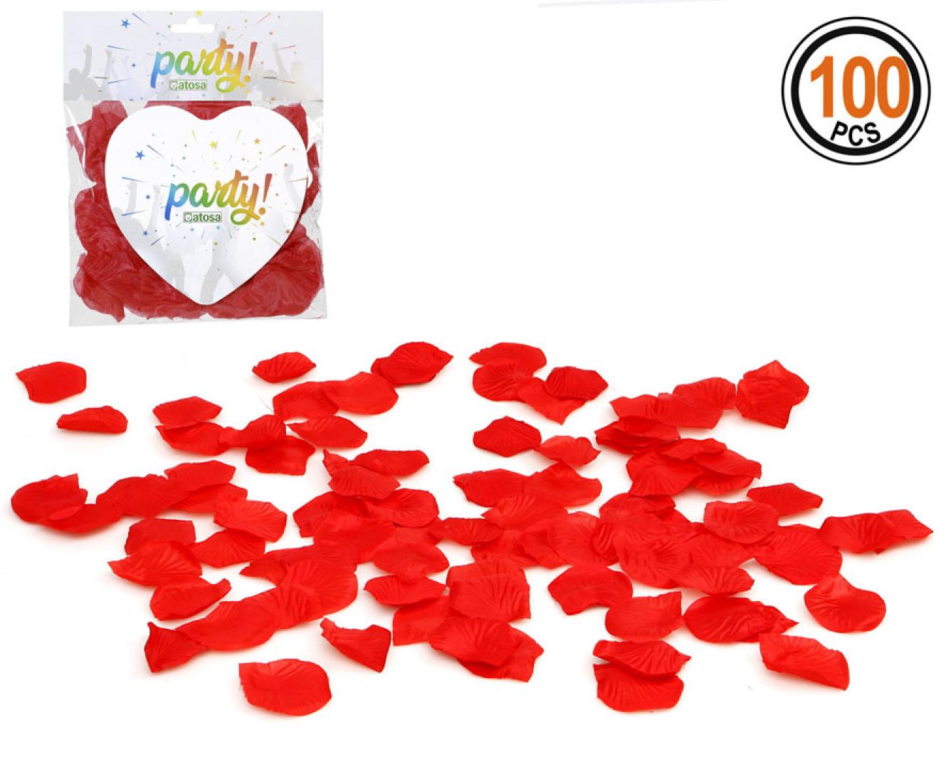 100 petales de rose en tissu rouge