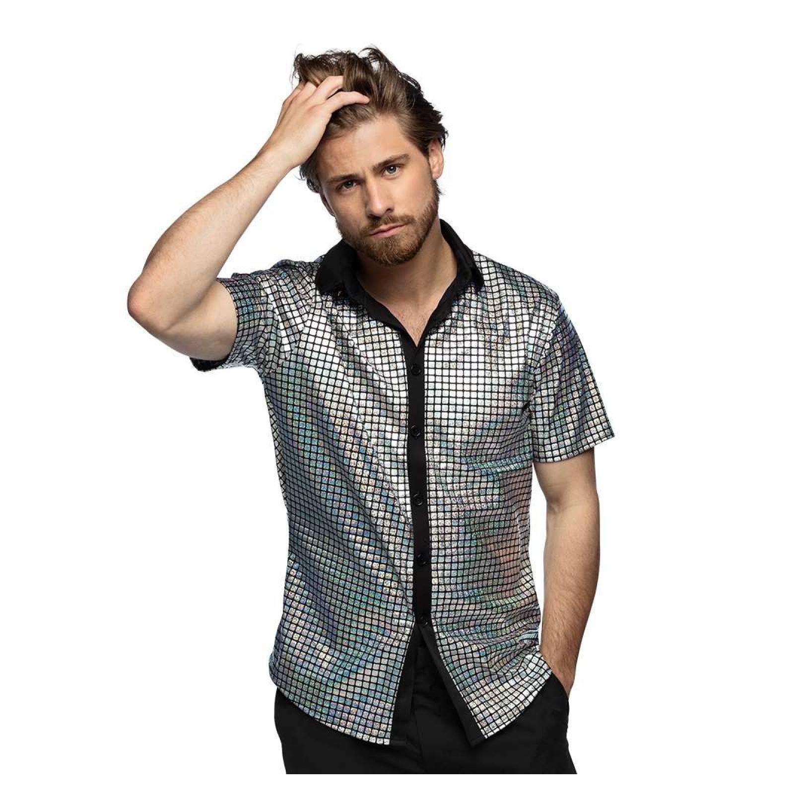 Chemise disco diamant argent taille L
