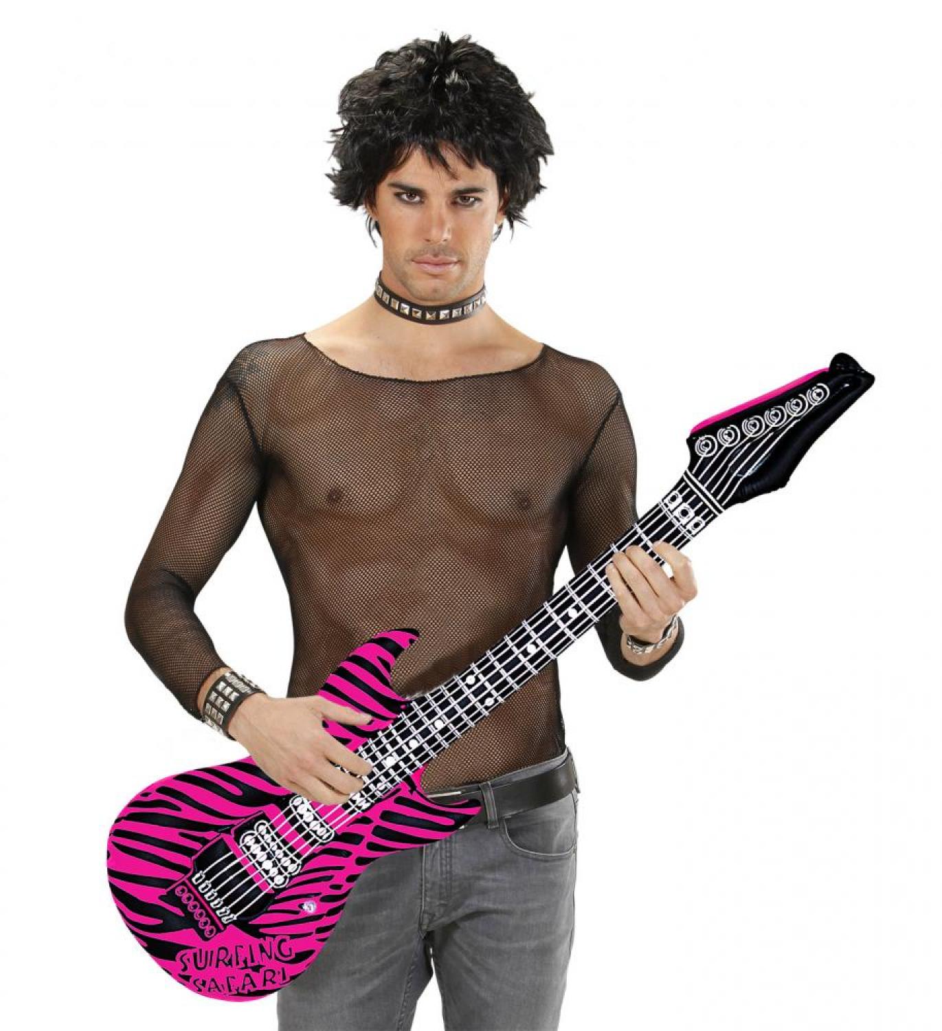 Guitare électrique gonflable rose zébrée
