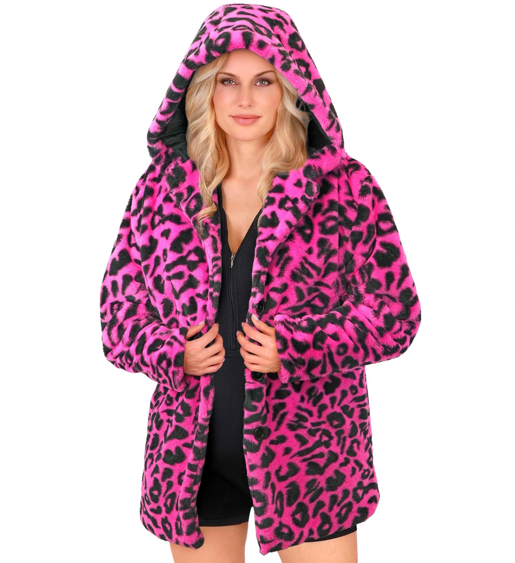 Veste en peluche fausse fourrure léopard rose mixte taille S/M