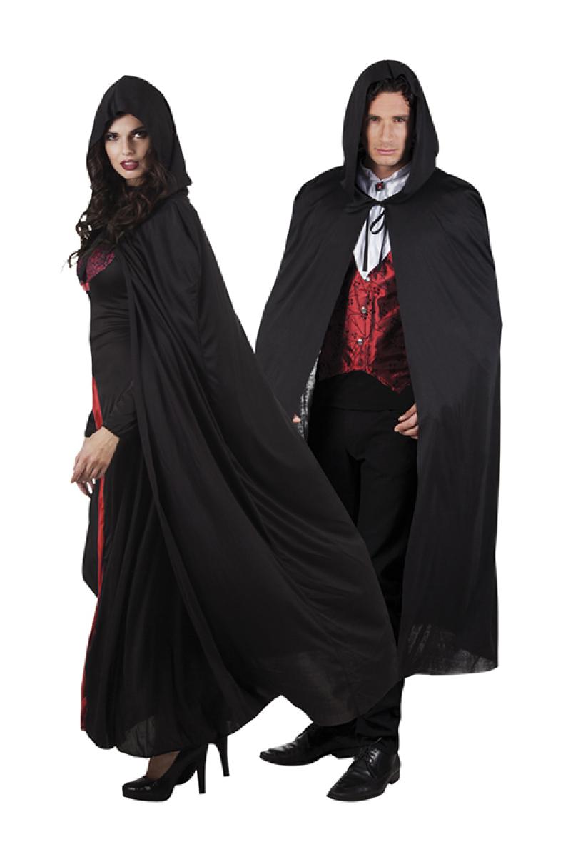 Cape noire avec capuche 180 cm