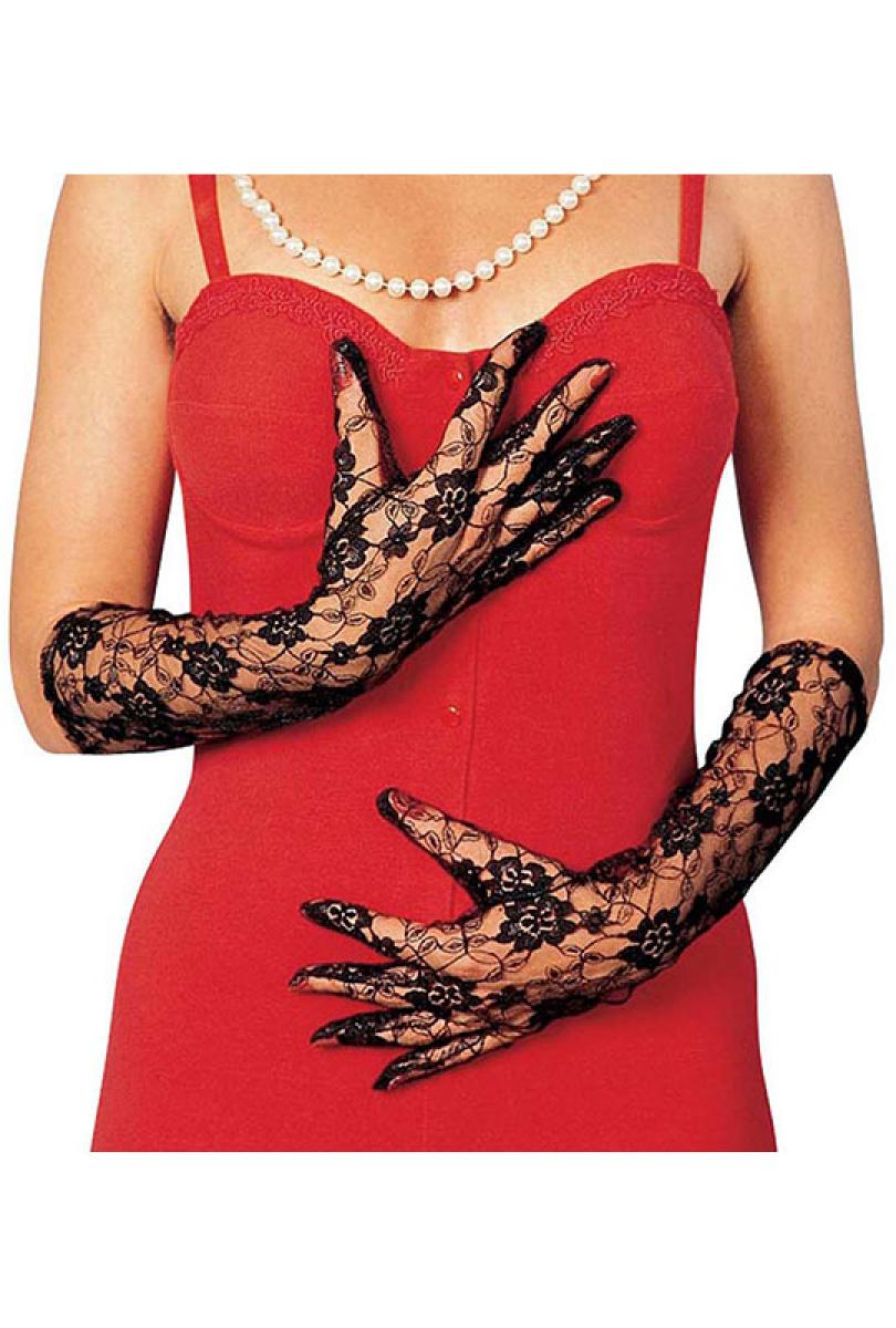 Gants dentelle longs noirs