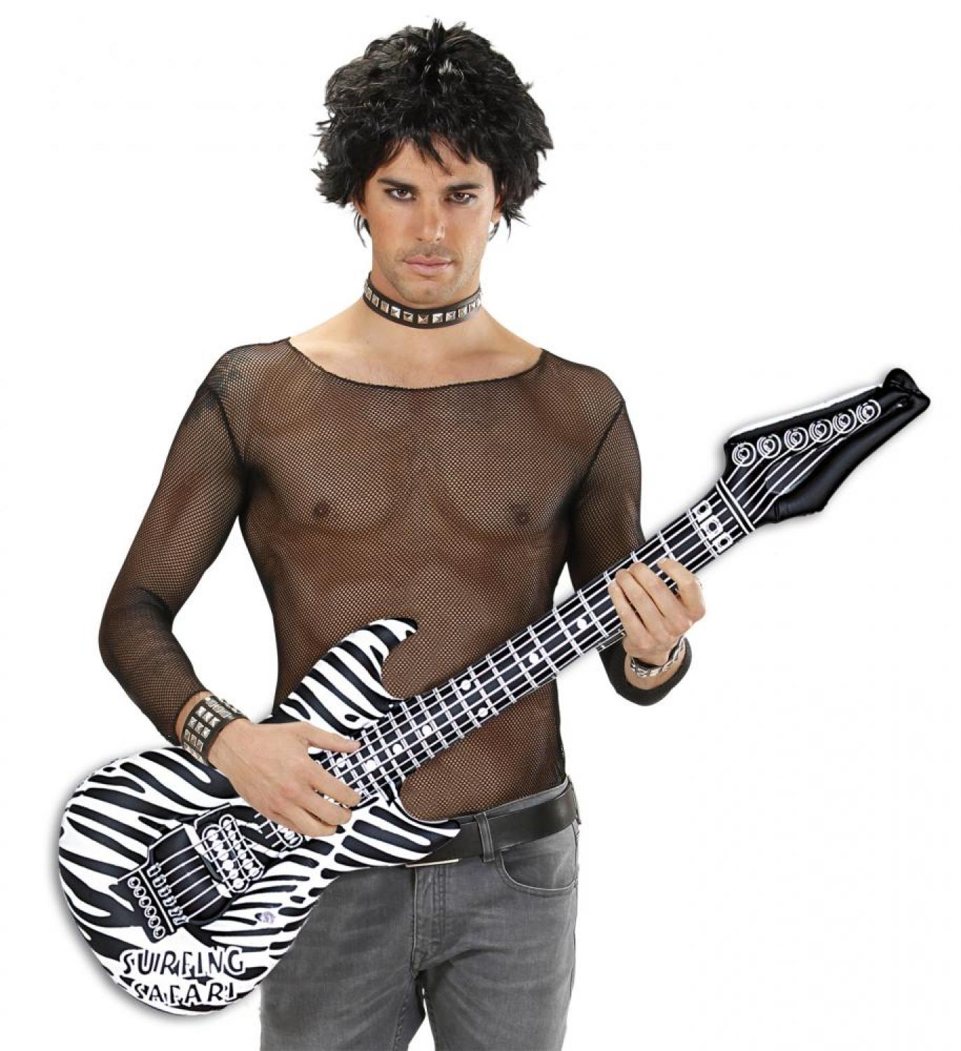 Guitare électrique gonflable blanche zébrée