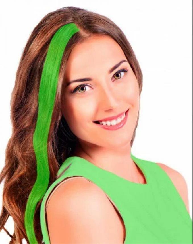 Mêche extension cheveux vert fluo
