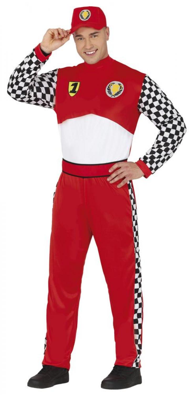 Pilote de course F1 rouge et blanc taille L