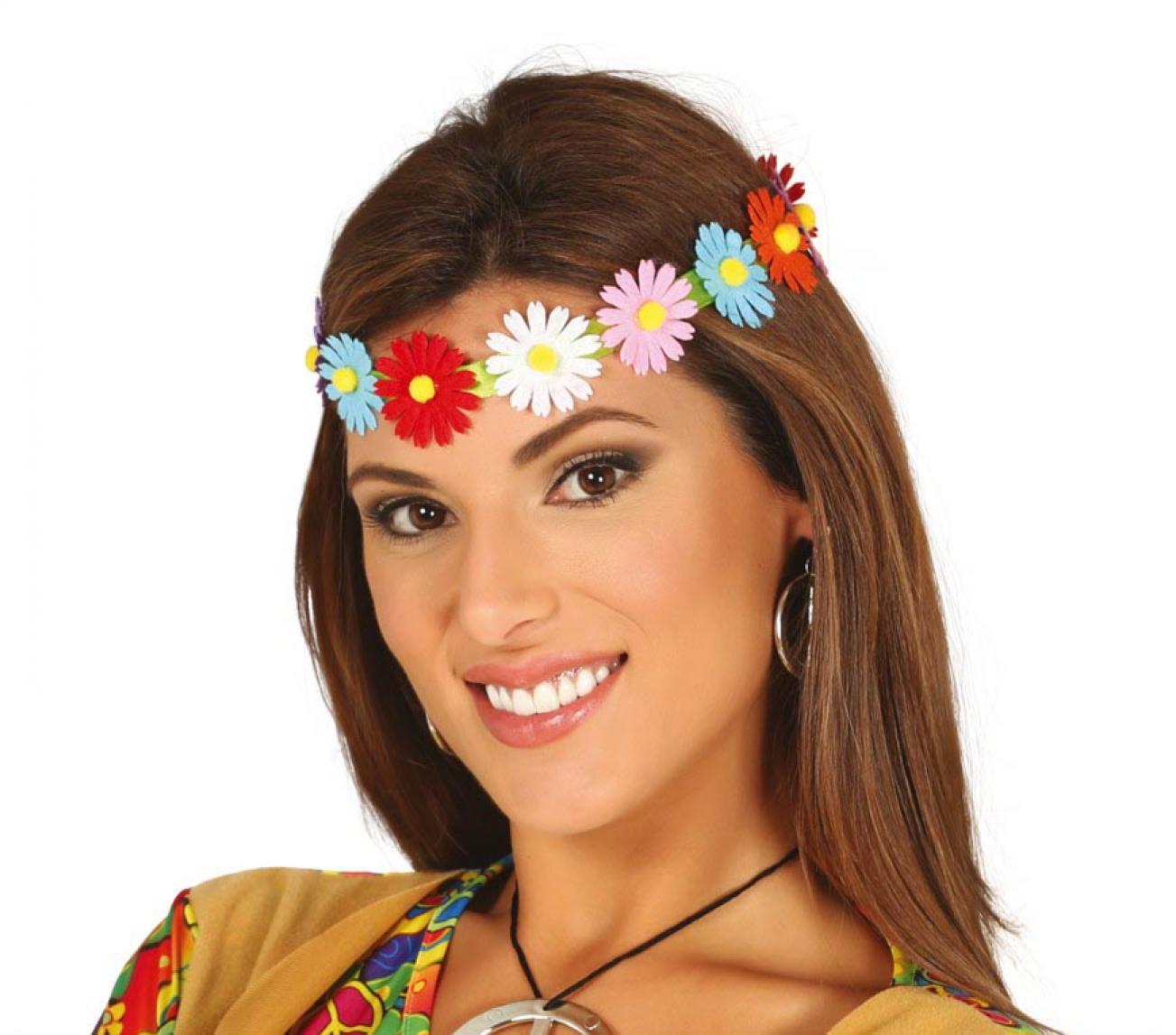 Bandeau ruban fleurs paquerettes marguerites multicolores