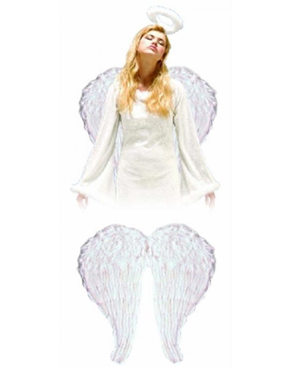 Ailes d'ange plumes blanches géantes 65 cm