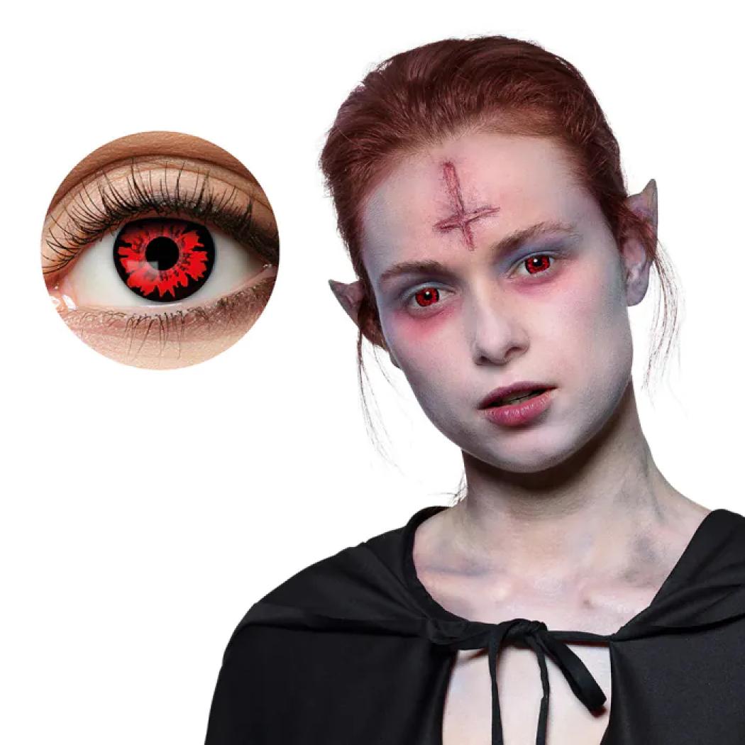 Paire de lentilles cosmétiques 1 semaine VAMPIRE ROUGE hebdomadaire