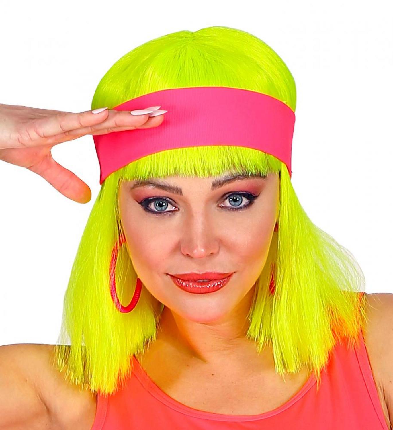Bandeau élastique fluo pour cheveux rose fuchsia