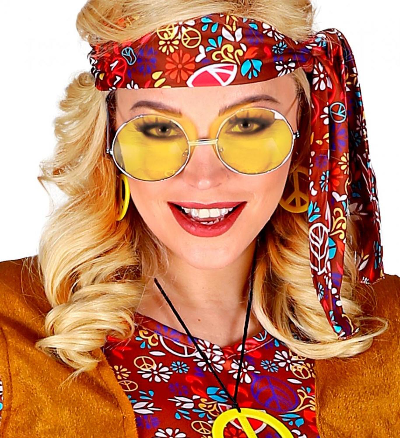 Lunettes hippie rondes géantes jaunes (N13)