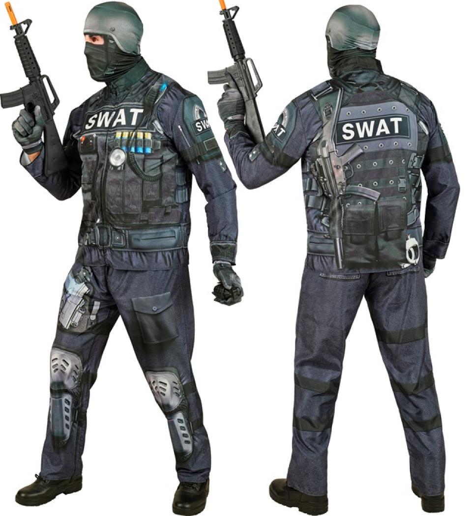 Déguisement effet réaliste policier SWAT imprimé Fast Costume intégral taille S