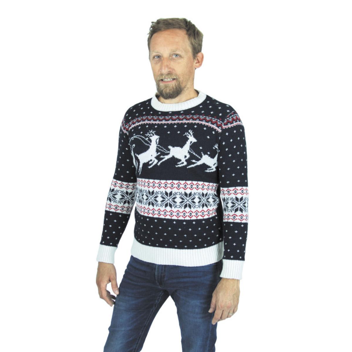 Pull moche de Noël renne et flocons taille M/L