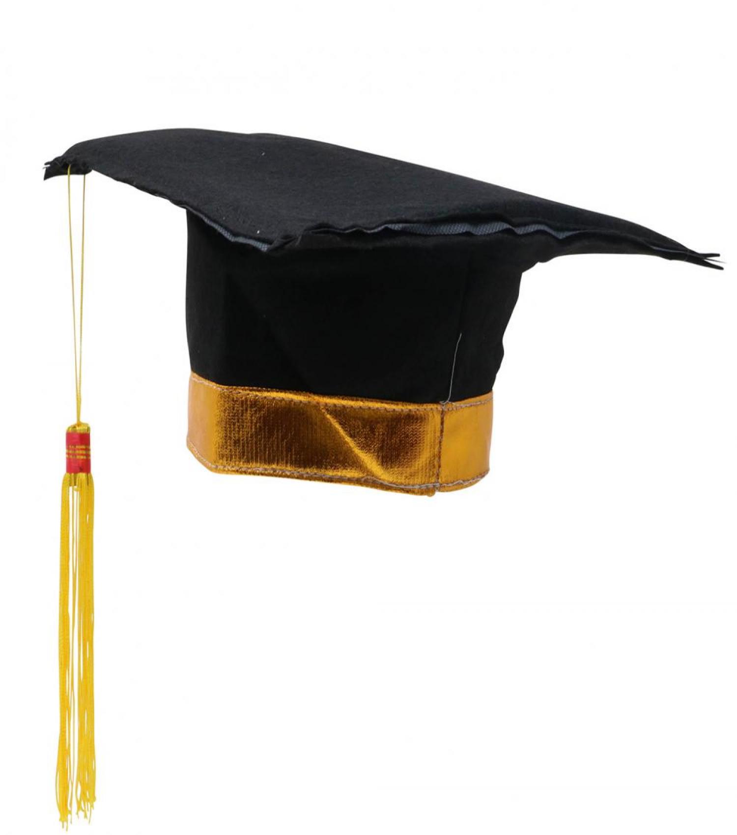 Chapeau étudiant diplomé USA luxe avec bord doré