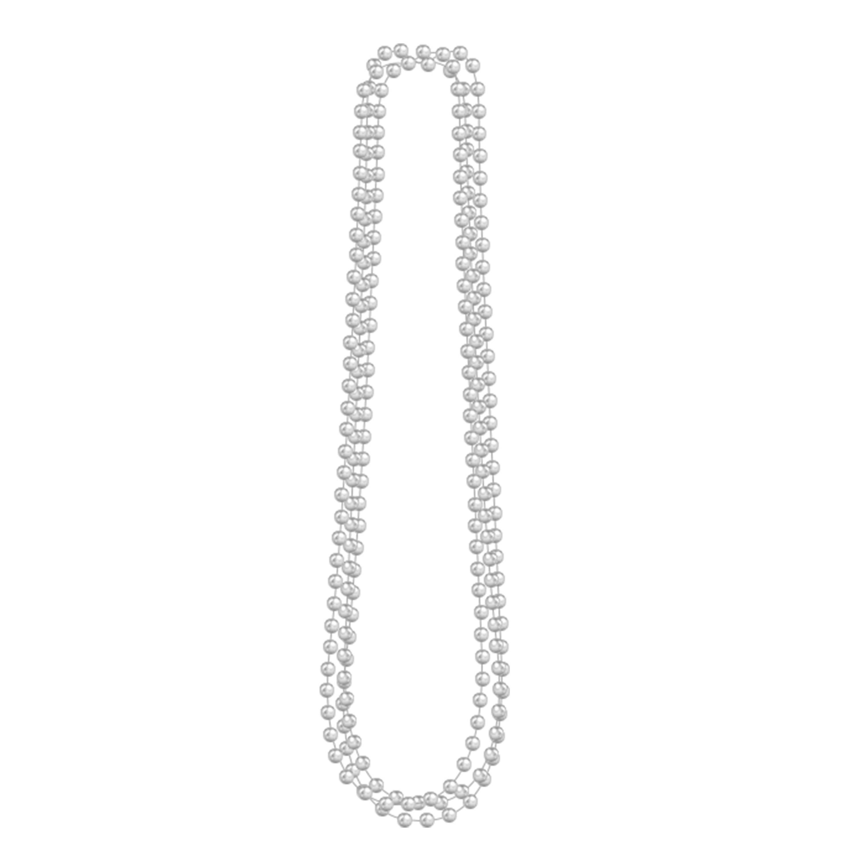 3 colliers de décoration mini-perles argent 82cm par collier