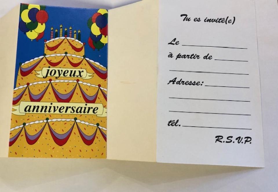 6 cartes invitation pour anniversaire