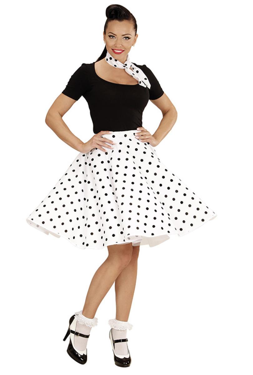 Jupe blanche a pois noir années 50 rock