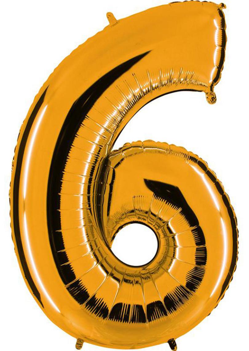 Ballon or chiffre 6 en mylar 86 cm