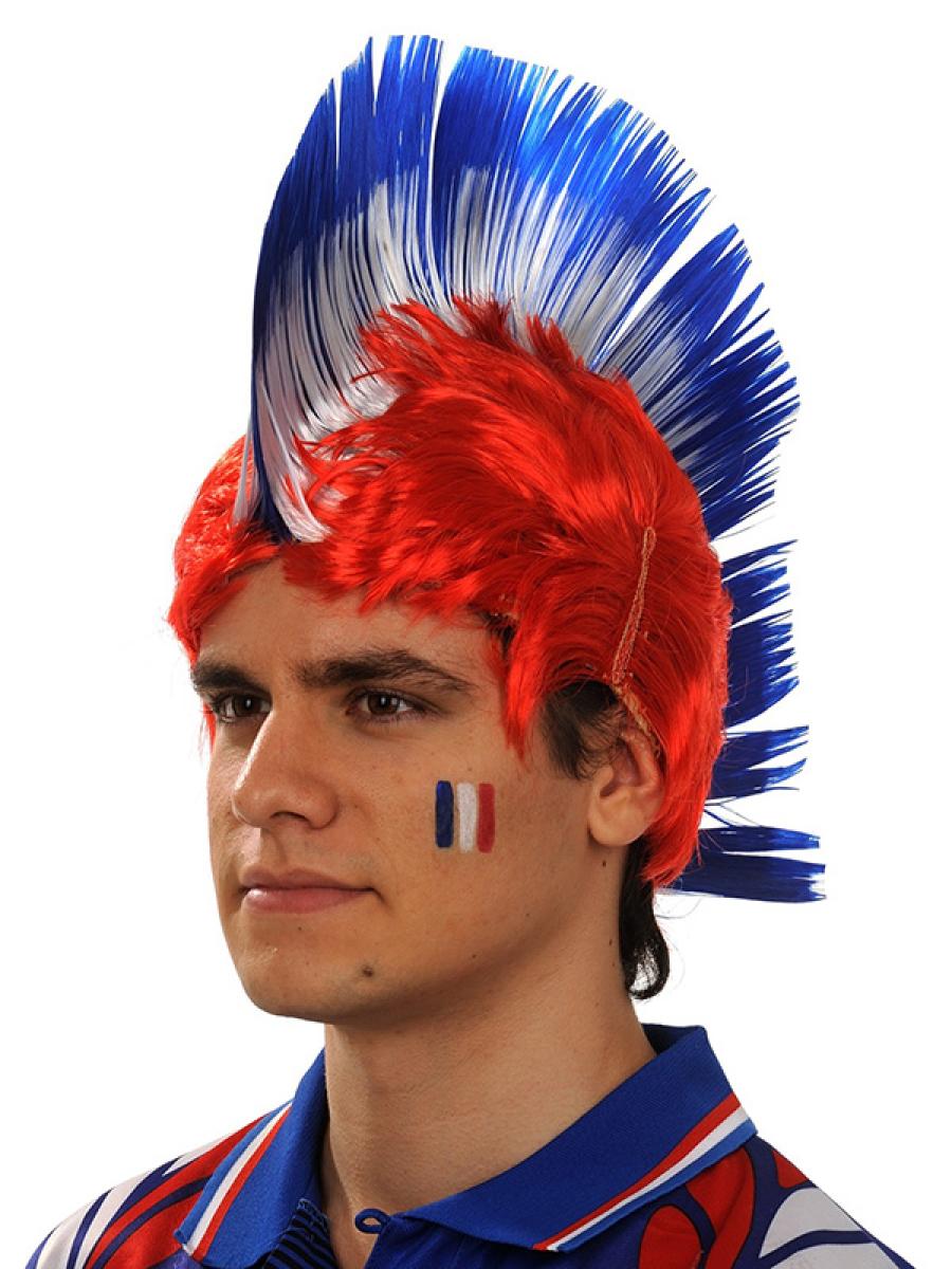Perruque punk tricolore