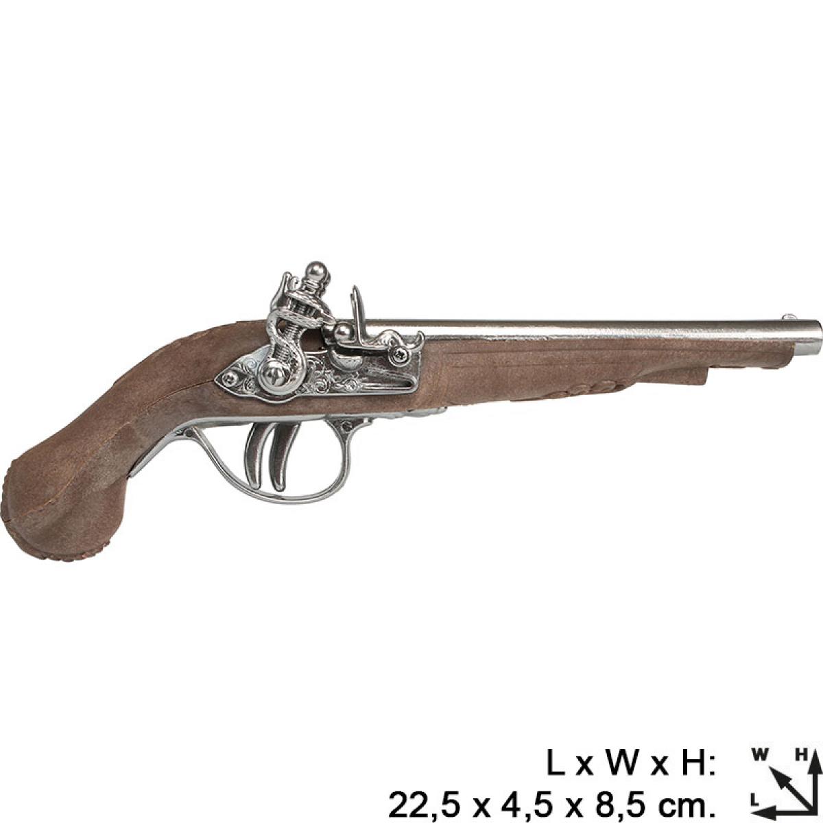 Pistolet de pirate en métal 23cm réaliste Gonher