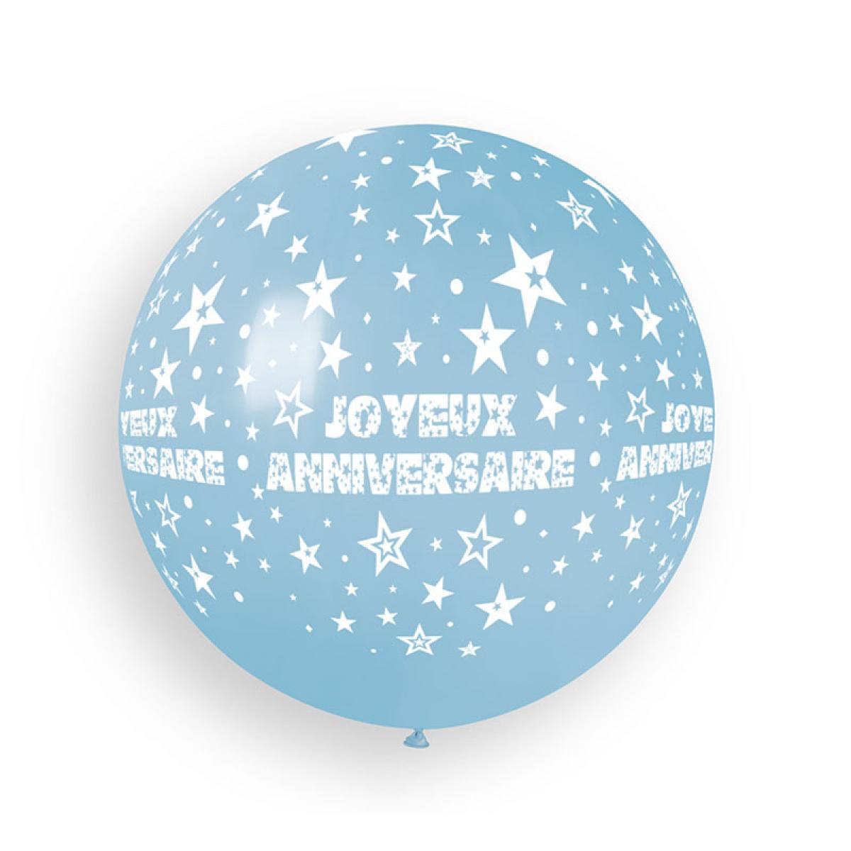Ballon géant joyeux anniversaire Bleu ciel