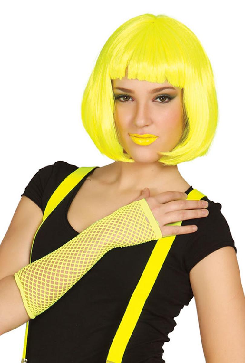Mitaines longues fluo jaune résille