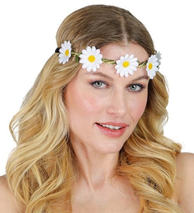 Bandeau ruban fleurs blanche