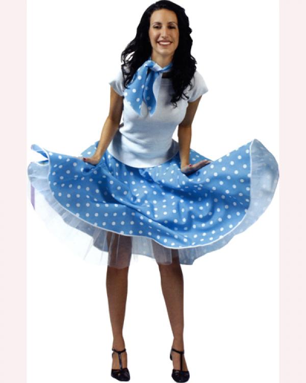 Jupe rock'n roll turquoise pois blanc