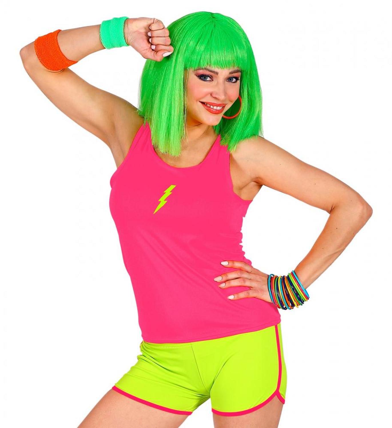Short jaune à liseré rose années 80